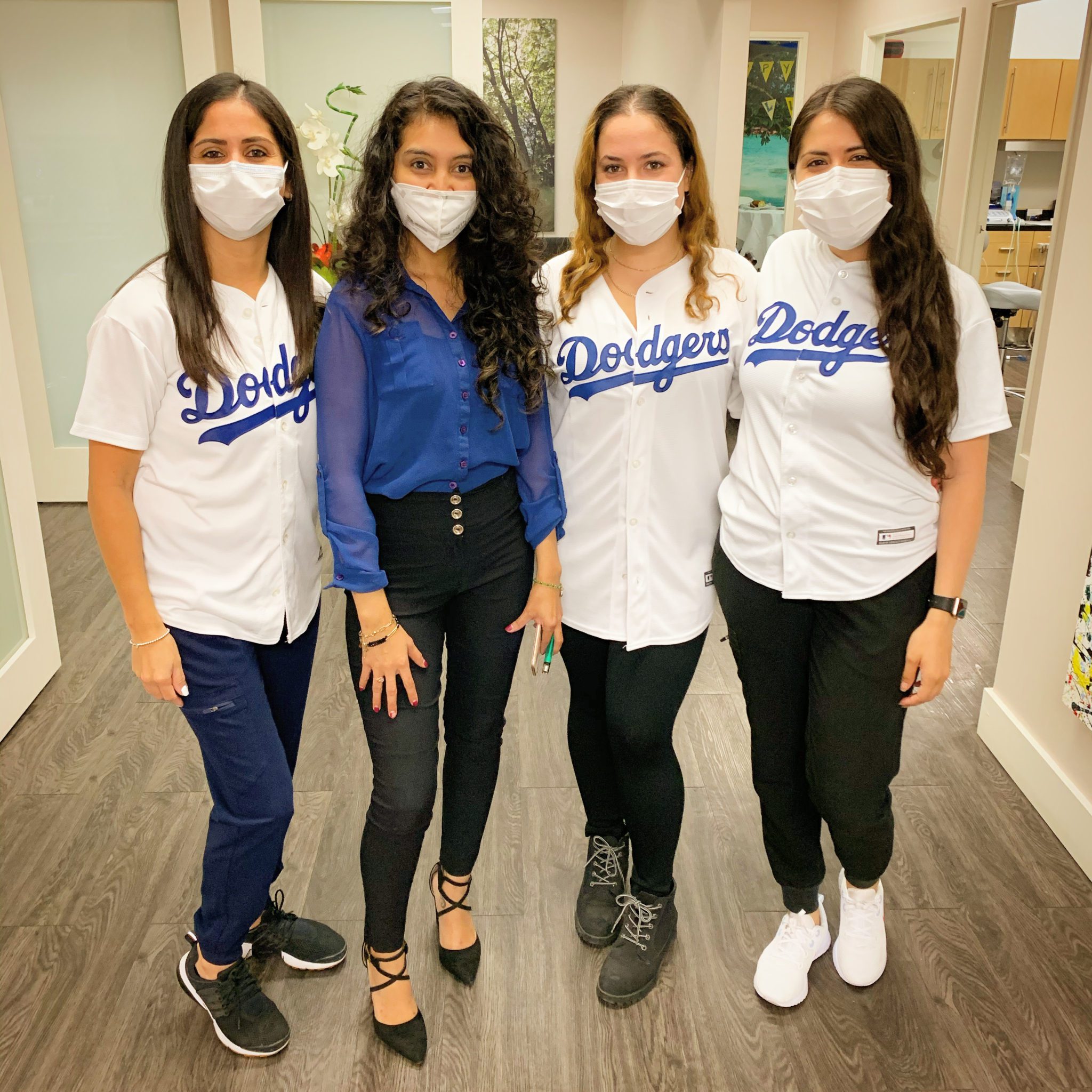 Group Photo In Dodger Gear